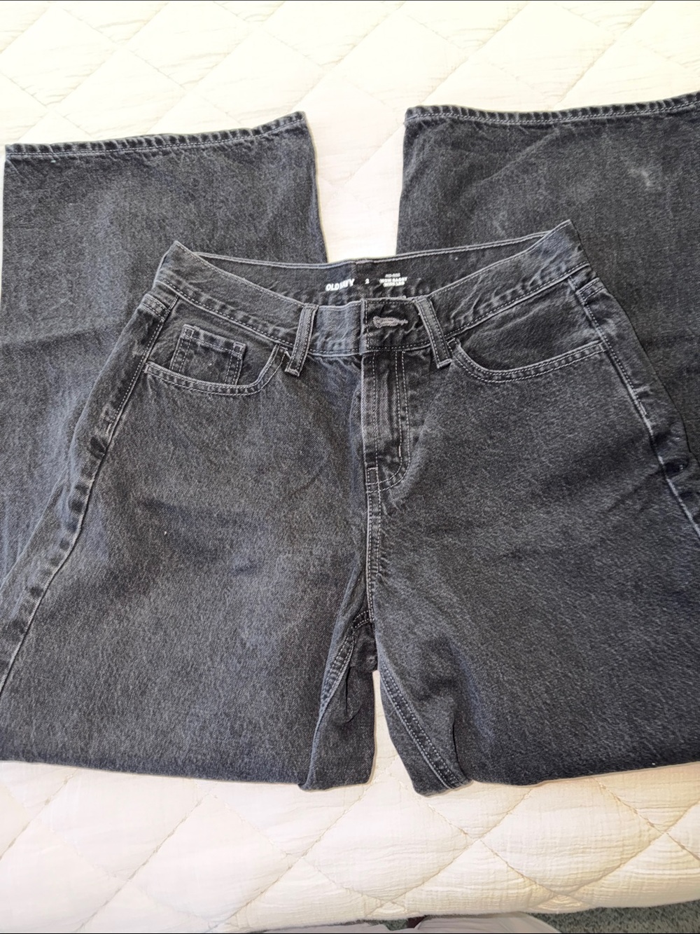 Old Navy Black Straight-Leg Women’s Jeans Mid Rise WOW Baggy wide Leg Sz 2
